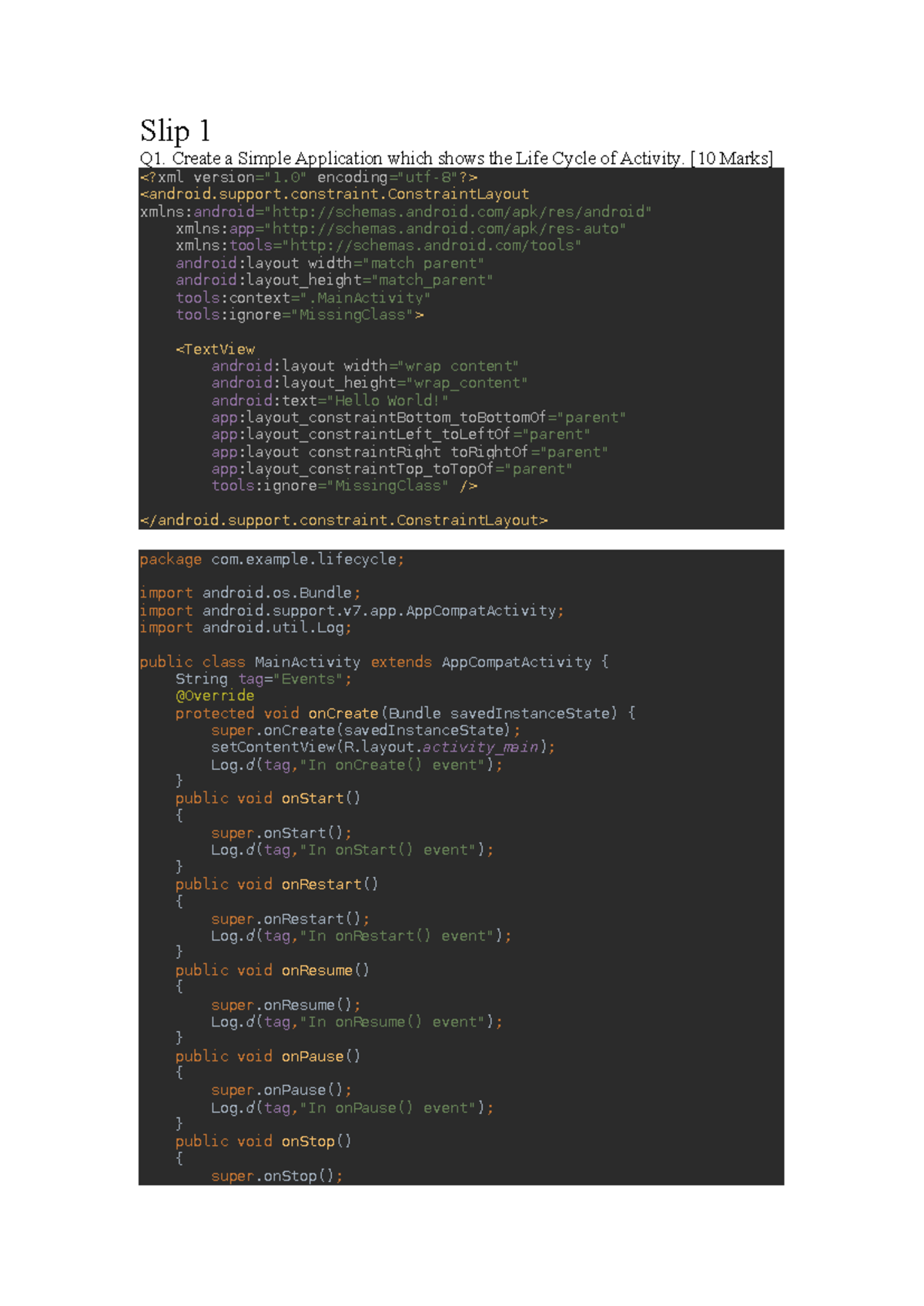 Android Programming Exercises: Life Cycle, Dialogs, and UI Elements ...
