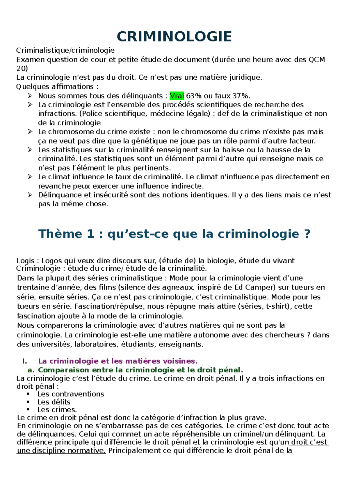 CRIM 101 Examen Final Questions et Étude sur la Criminologie Studocu — free download