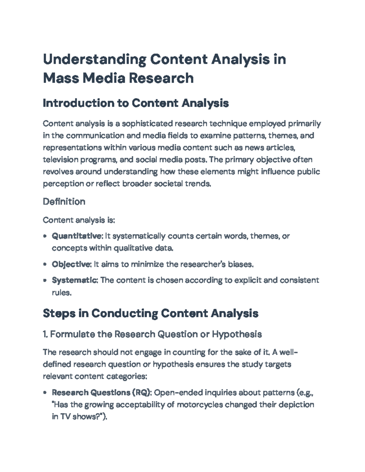 Understanding Content Analysis in Mass Media Research: Techniques ...