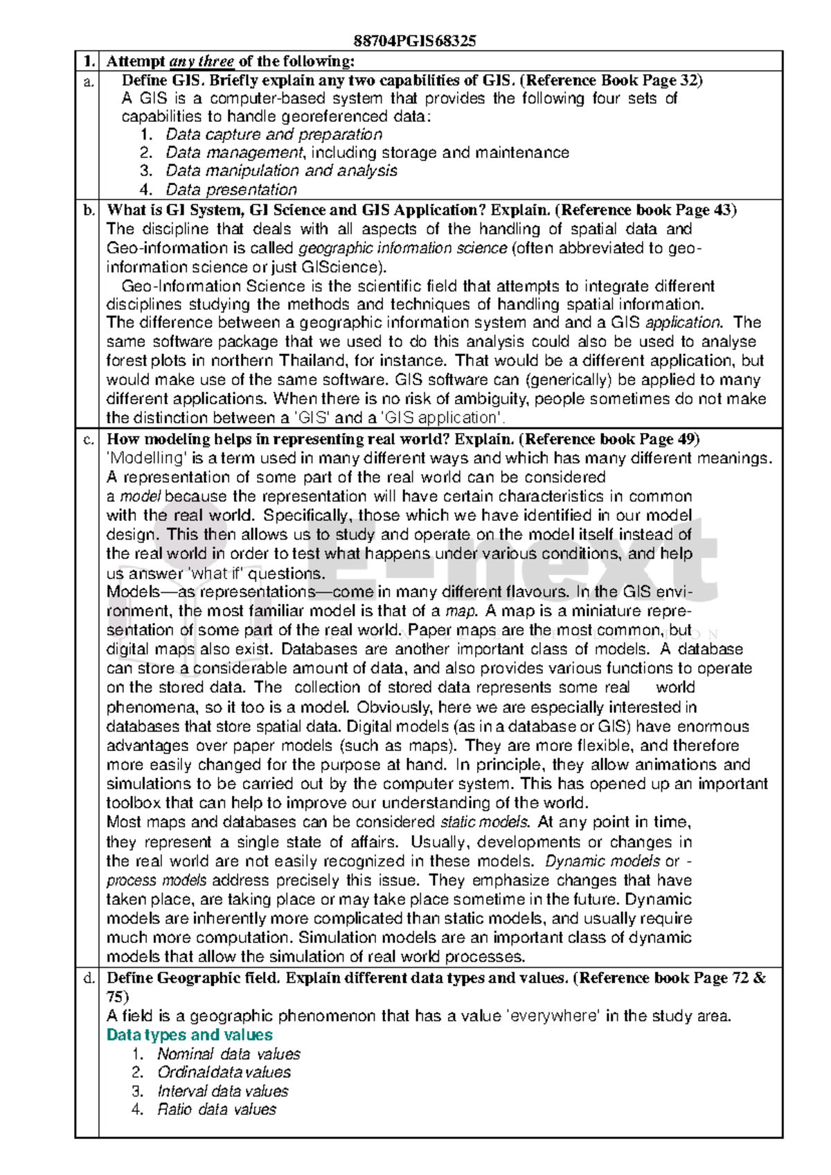PGIS APR-19 (Sol) (E-next - 88704PGIS Attempt any three of the ...