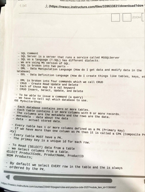 SQL Concepts Summary and Practice Notes - Spring 2025 Online - Studocu