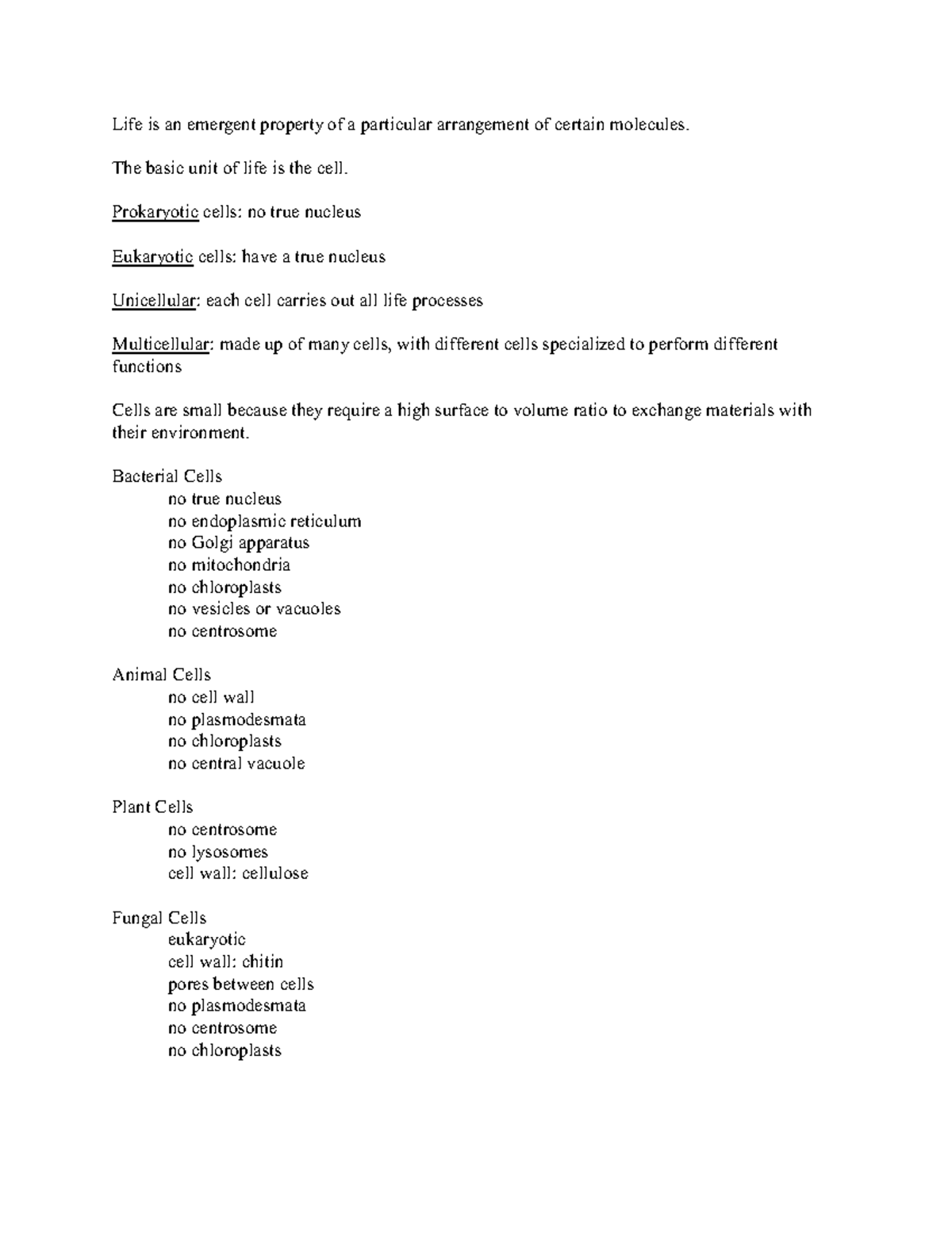 02-02 Cells - Lecture Notes on Cell Types and Structures - Studocu