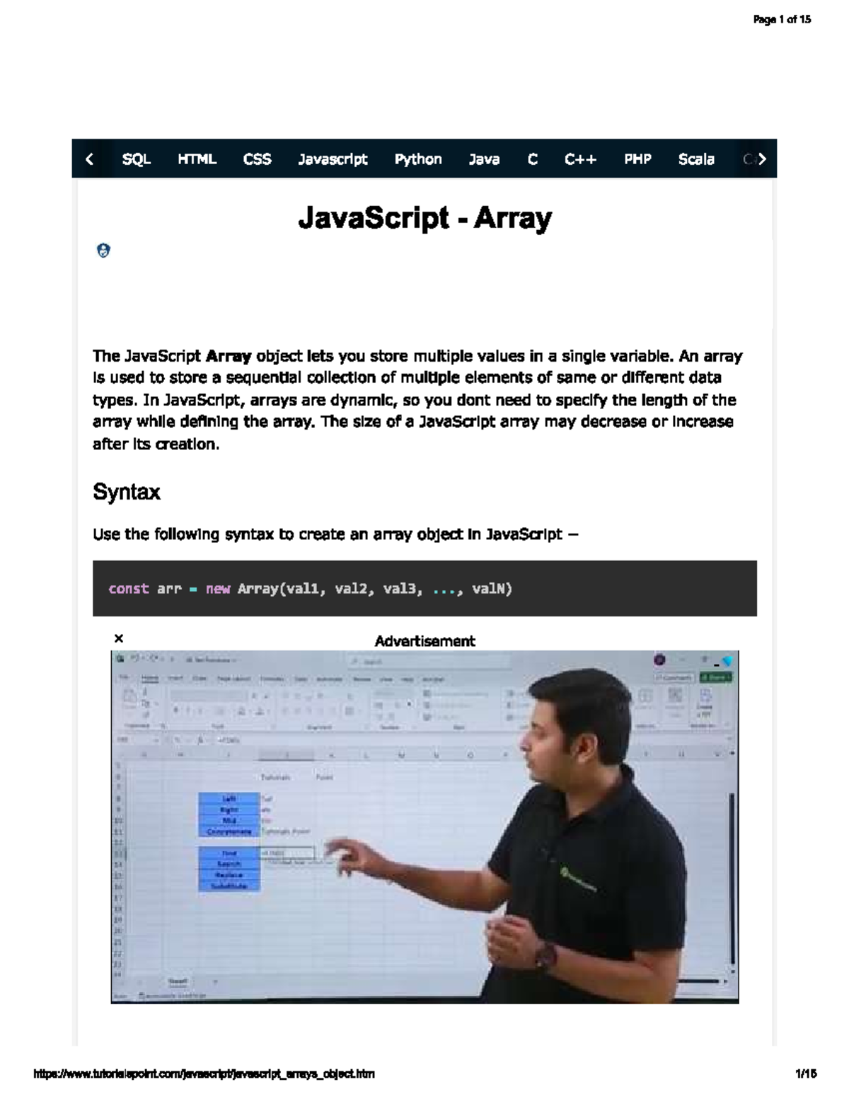 JavaScript Array Properties - Programming Practical QP - Studocu