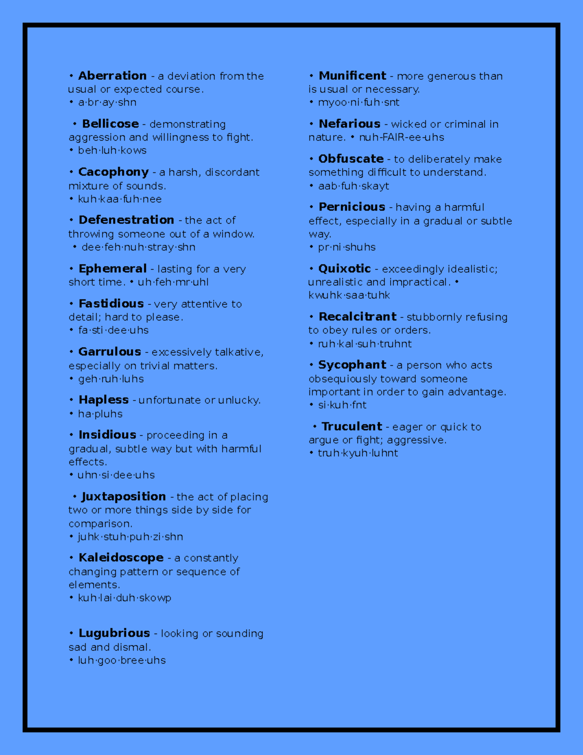 Vocabulary Study Guide: Key Terms and Definitions (MJ) - Studocu