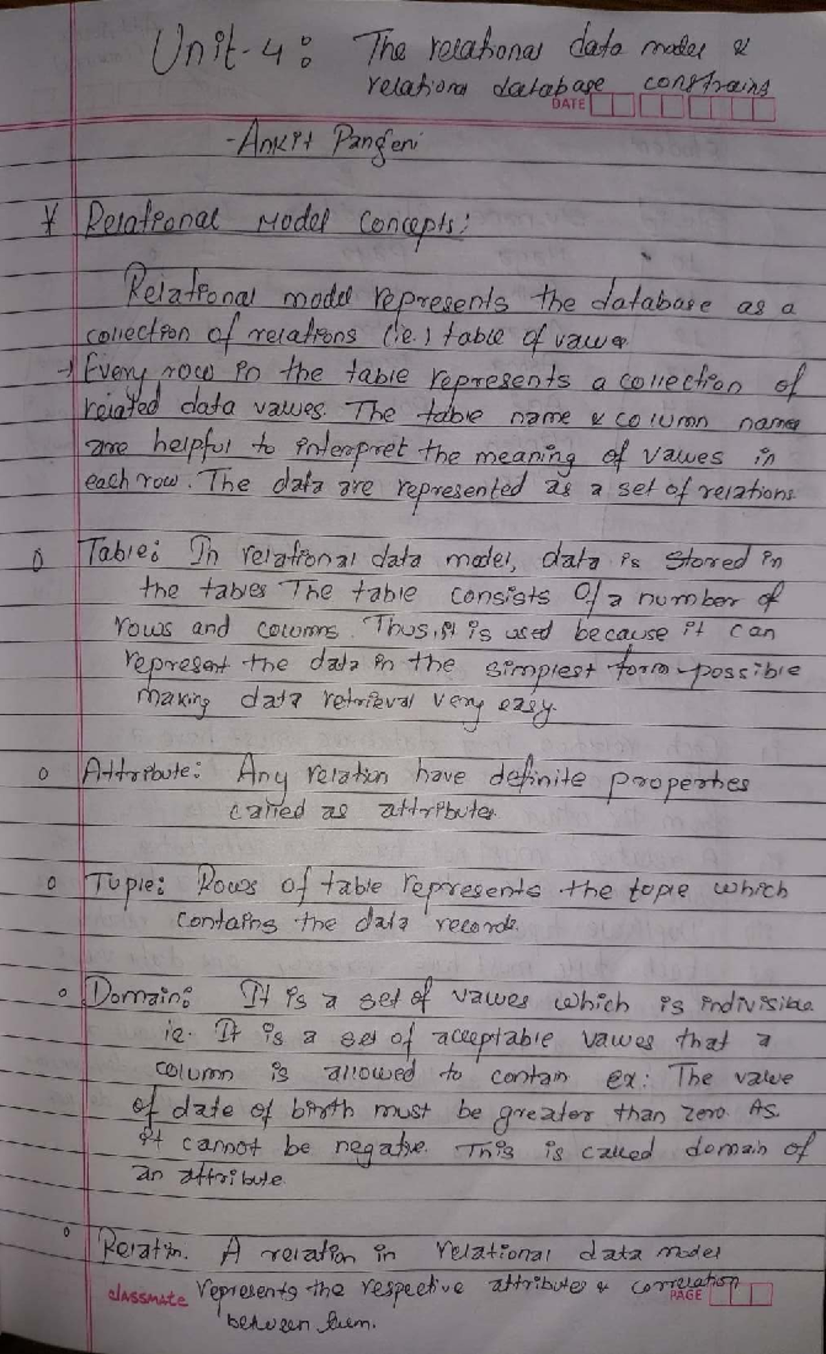 DBMS - Unit 4: Relational Database Concepts and Constraints Notes - Studocu