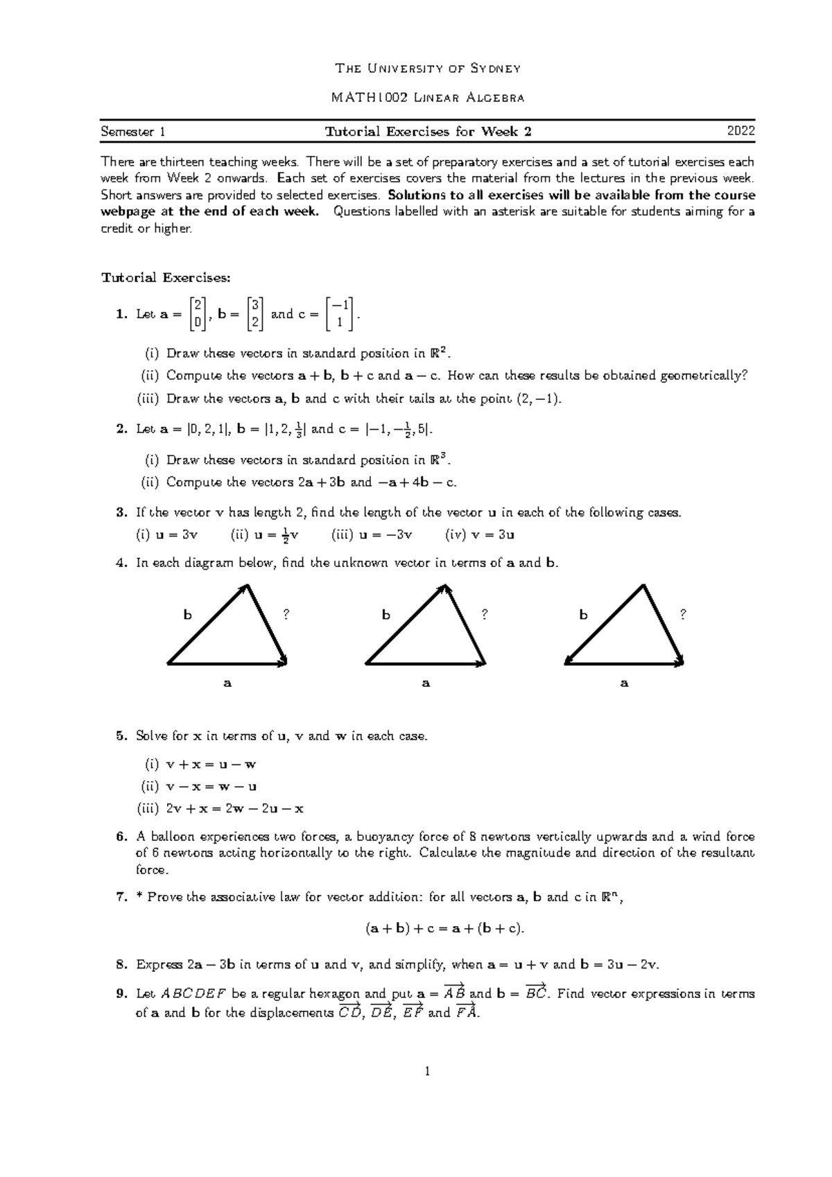 MATH1002 Exercise and Tutorial Sheets - The University of Sydney ...