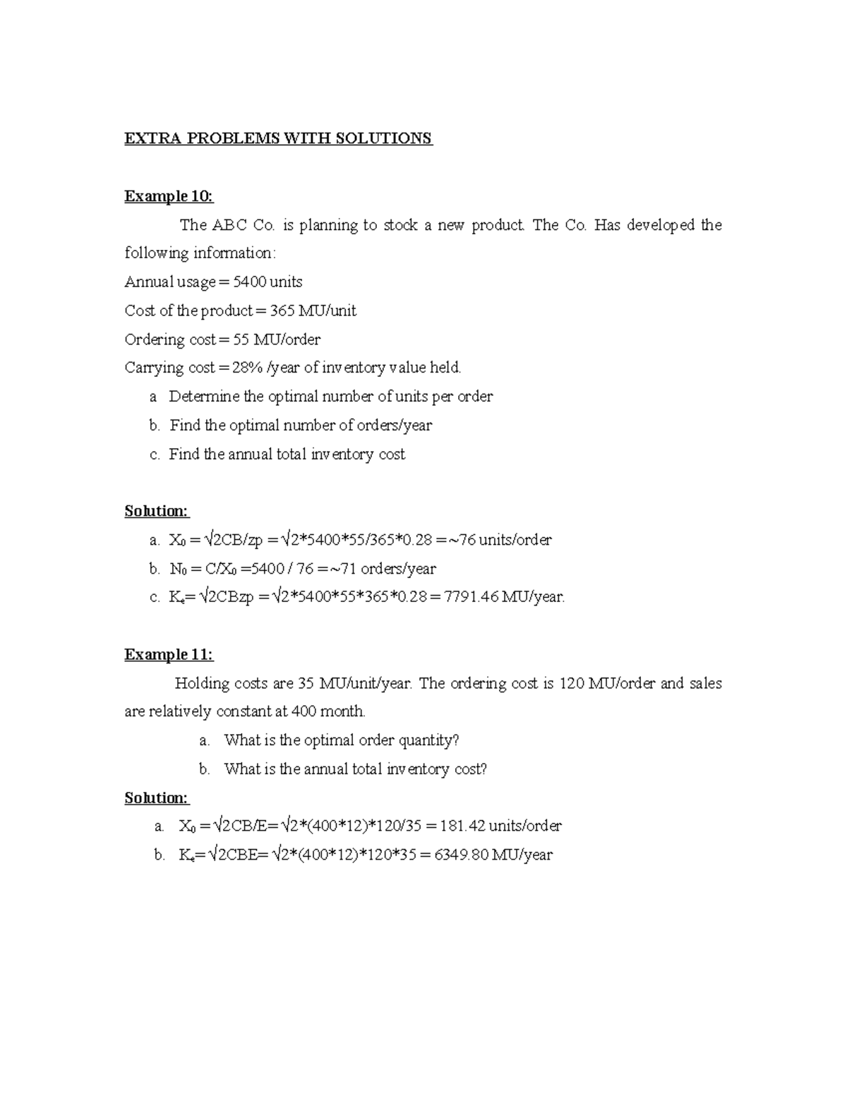 151777171 EOQ Practice Questions and Solutions for Inventory Management ...