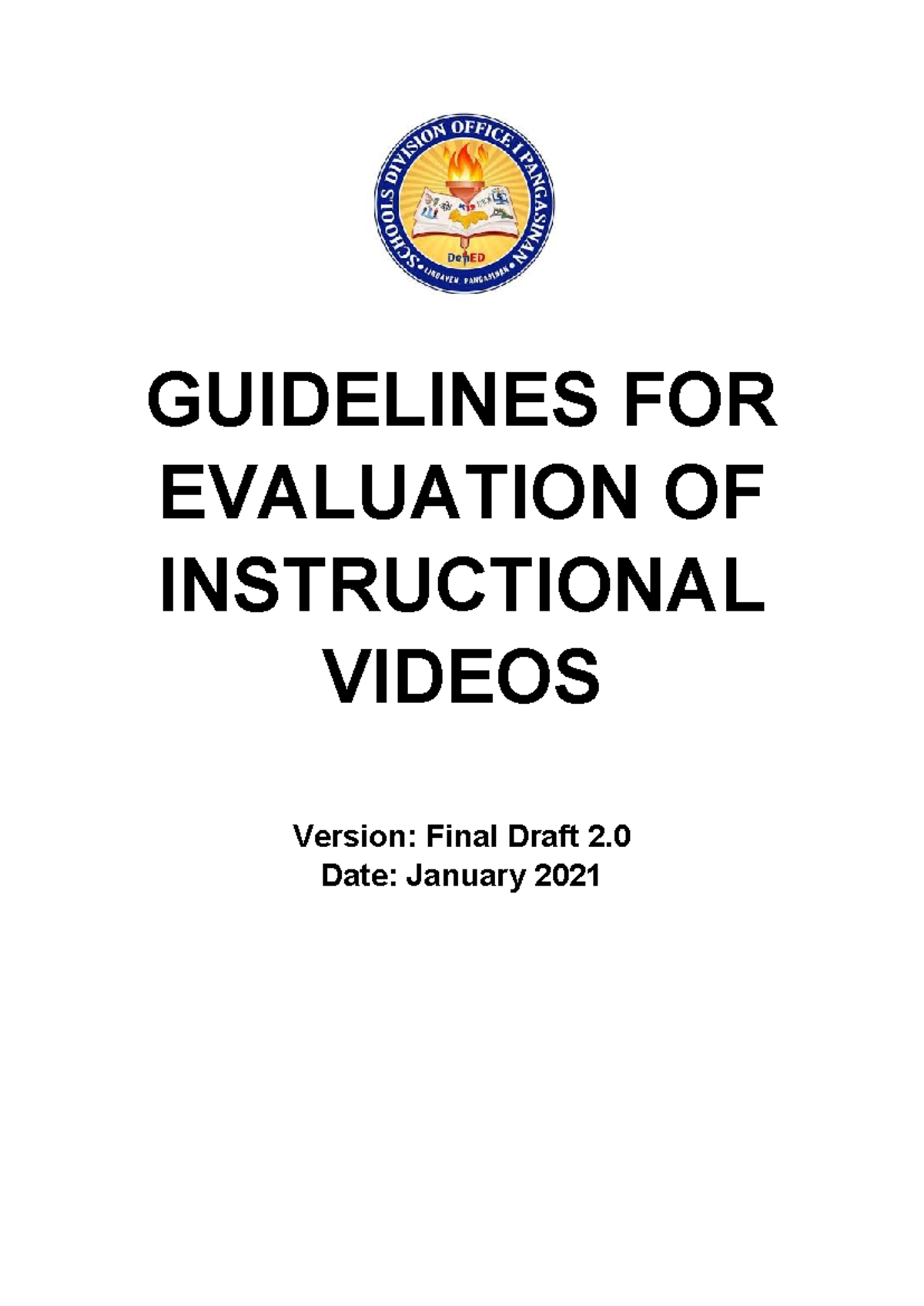 SDO1 Pangasinan Evaluation Tool for Instructional Videos v2 ...