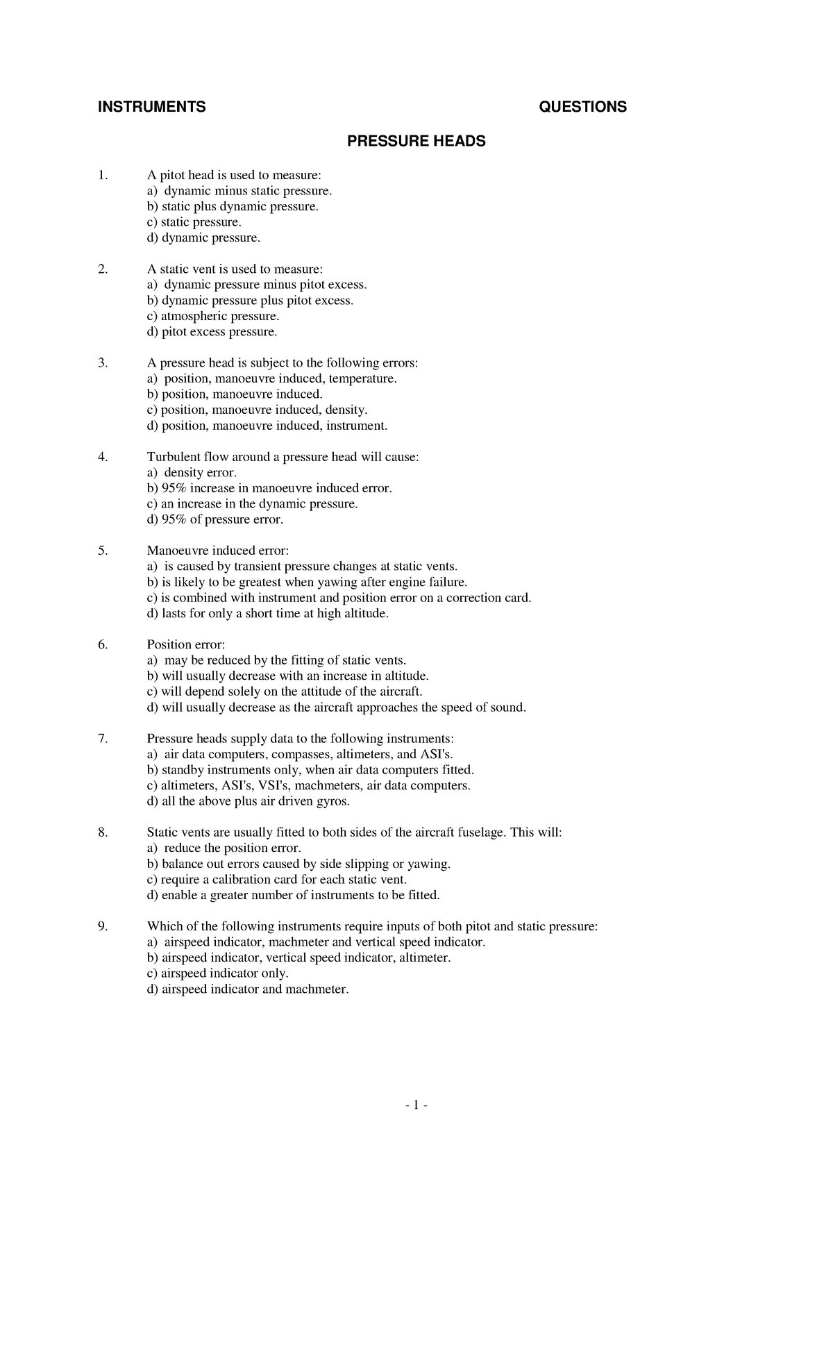 ATPL AGK4 Instruments Questions and Answers - Studocu