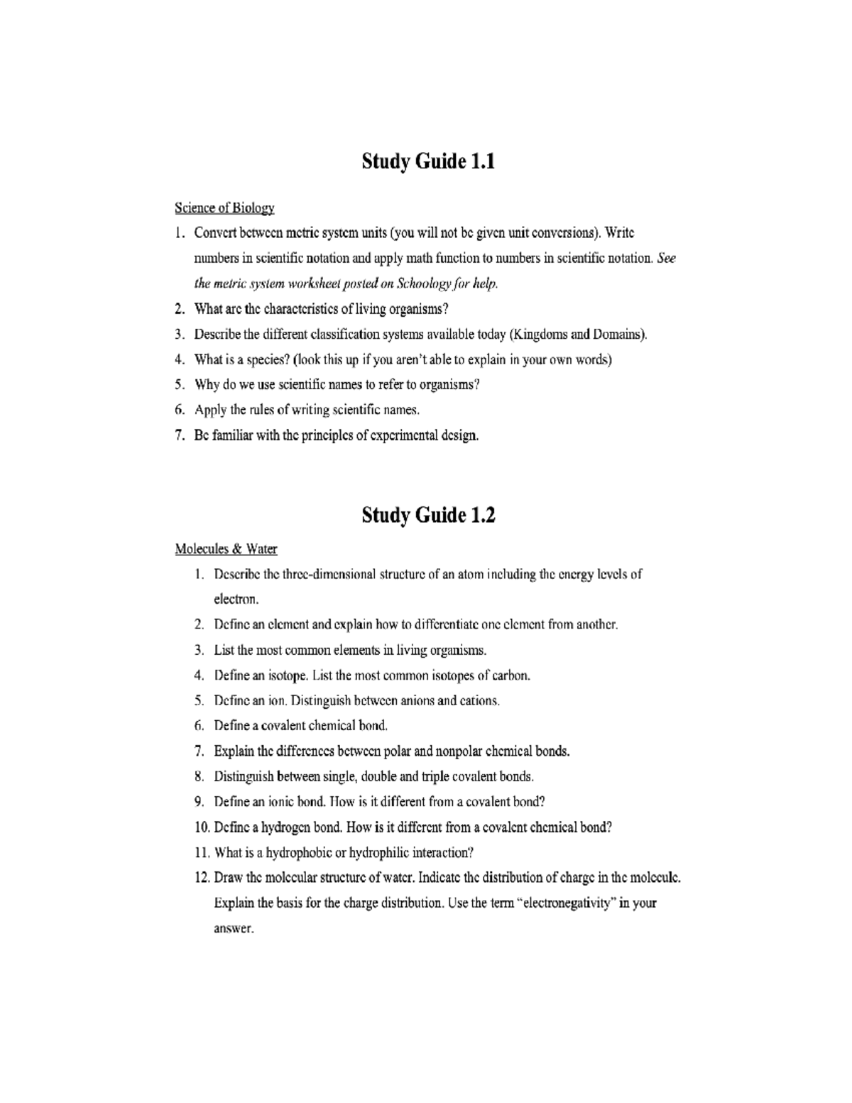 Biology Study Guide 1.1-1.7: Key Concepts and Insights - Studocu