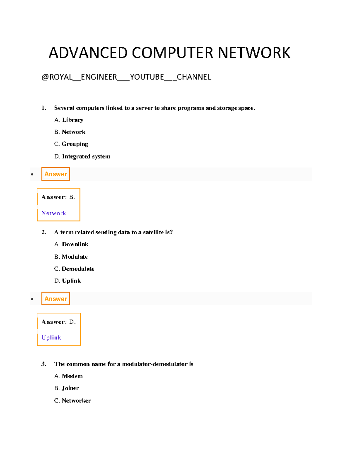 22520-mcq-Advanced Computer network - ADVANCED COMPUTER NETWORK @ROYAL ...