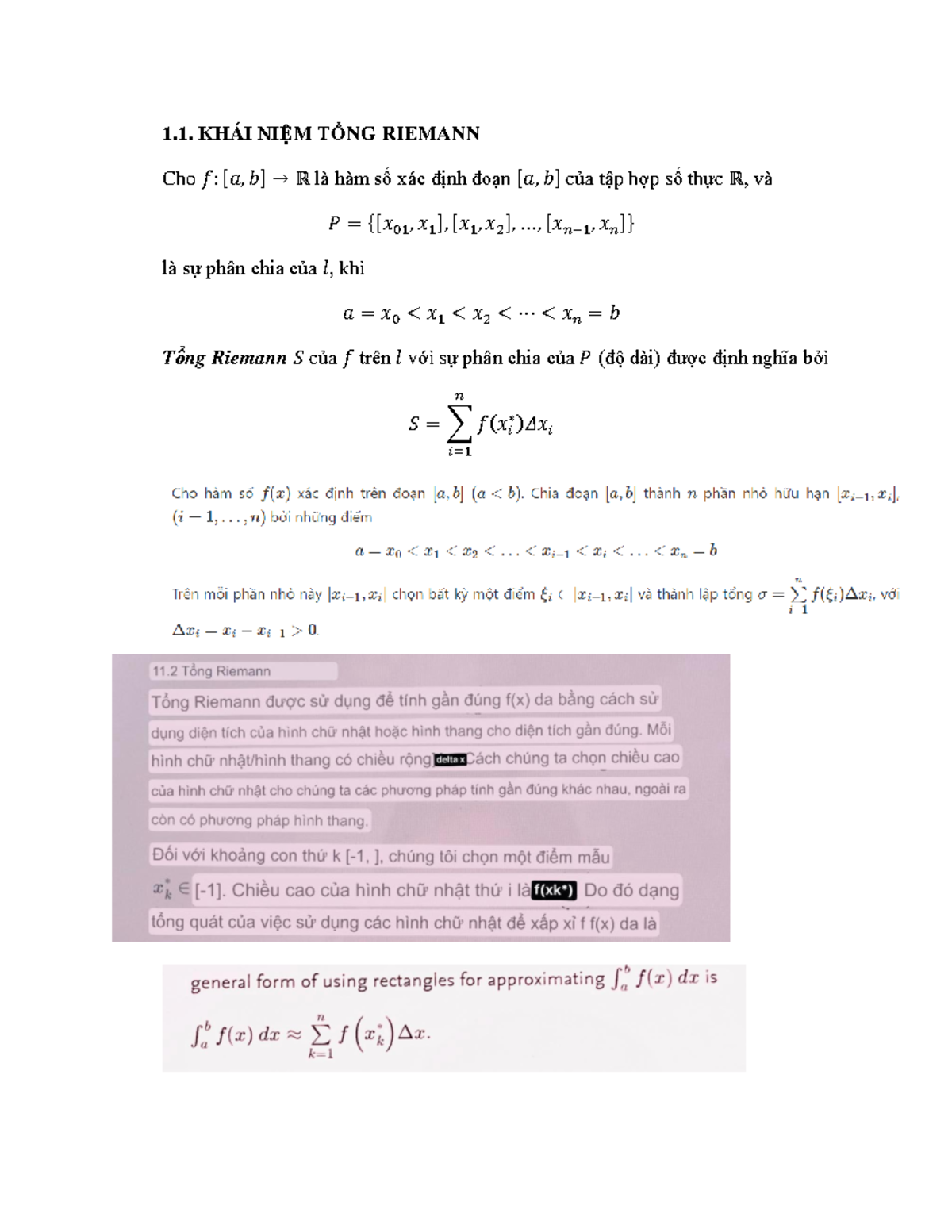 Khái Niệm và Phương Pháp Tính Tổng Riemann trong Giải Tích - Studocu