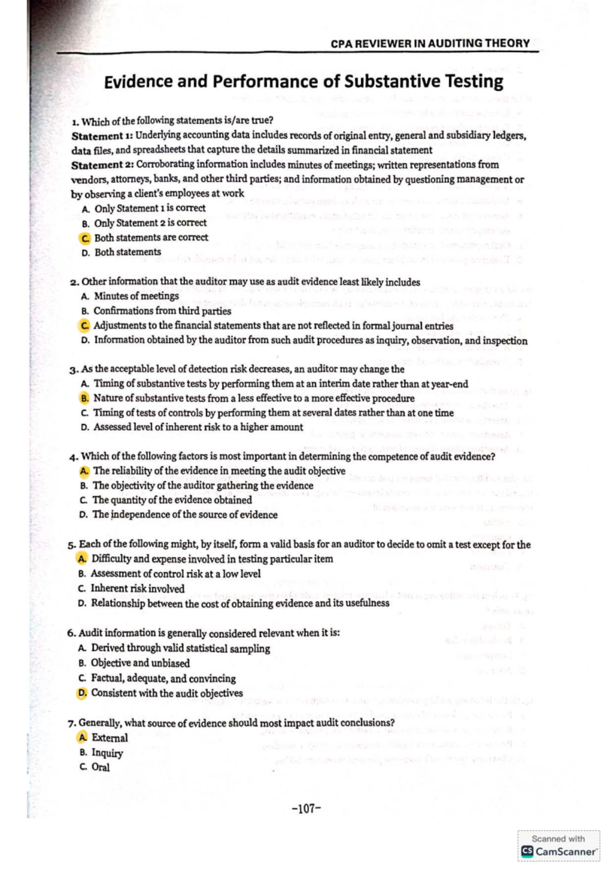 CPA REVIEWER IN AUDITING THEORY: Evidence and Substantive Testing ...