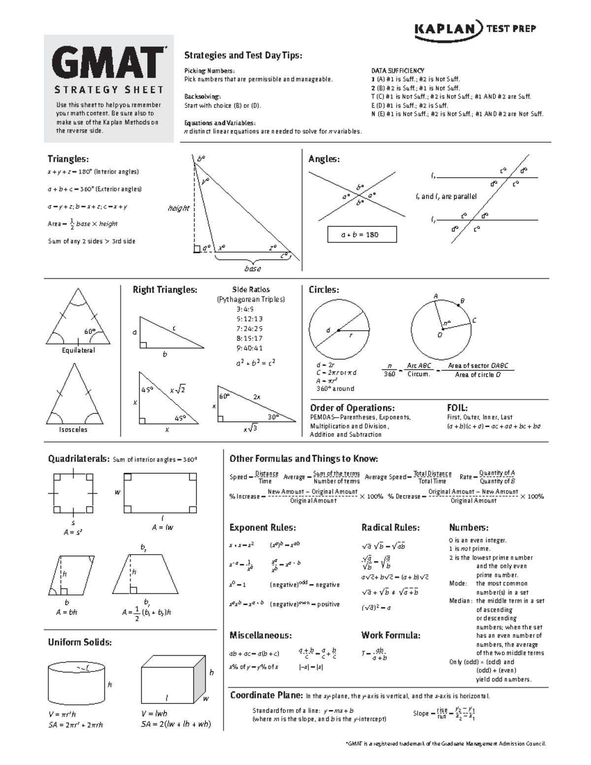 GMAT Strategy Sheet Online - GMAT Strategies and Test Day Tips: Picking ...