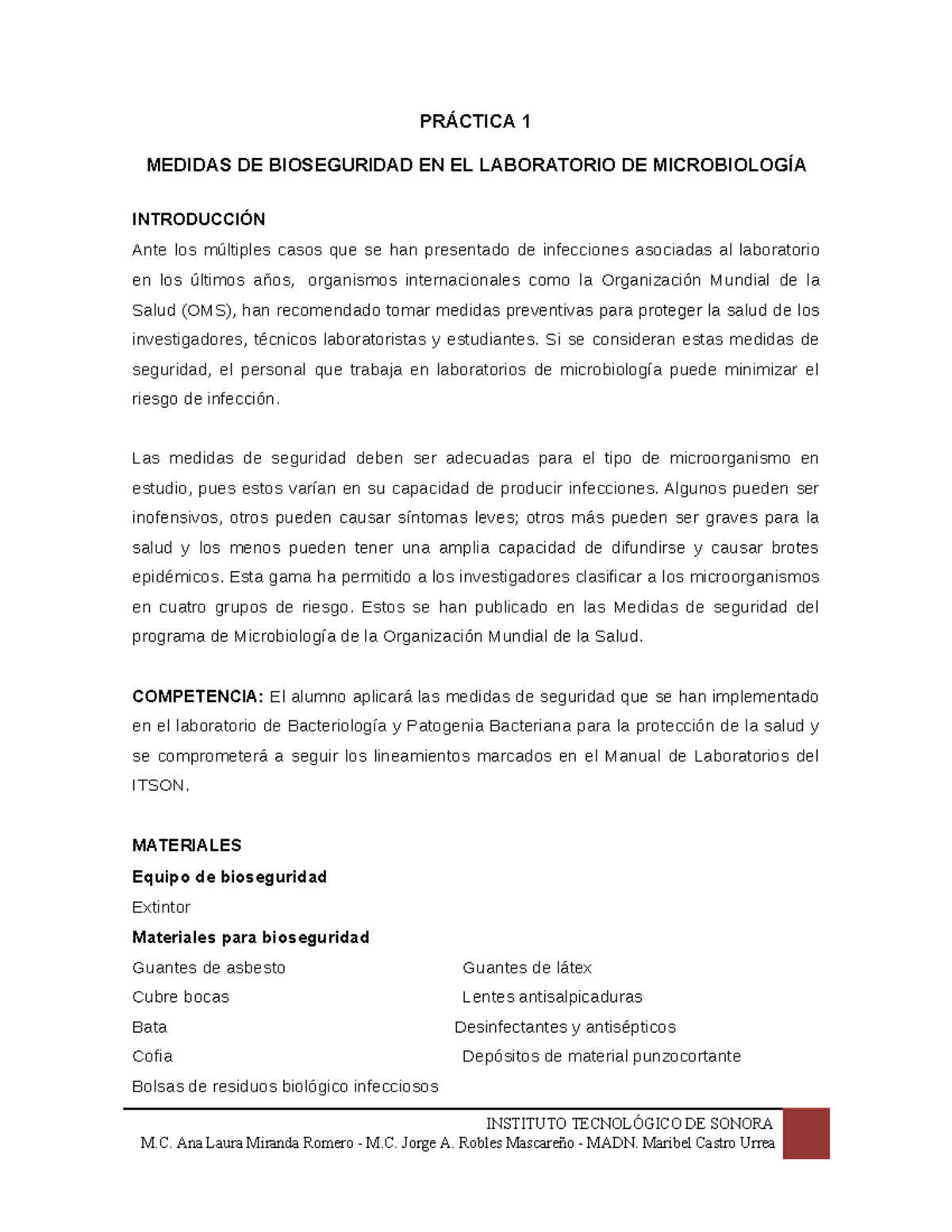 Práctica 1: Bioseguridad en el Laboratorio de Microbiología - Studocu