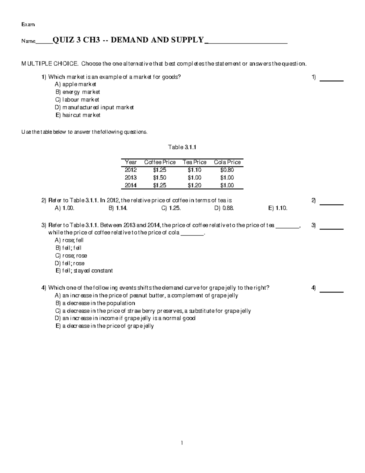 [PRACTICE QUIZ 3] Demand and Supply Concepts from Chapter 3 - Studocu