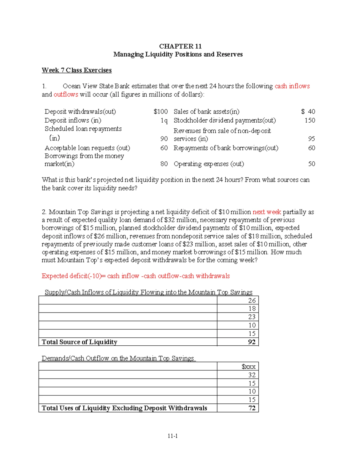 Chapter 11 - Class Exercise Analysis and Solutions - Studocu