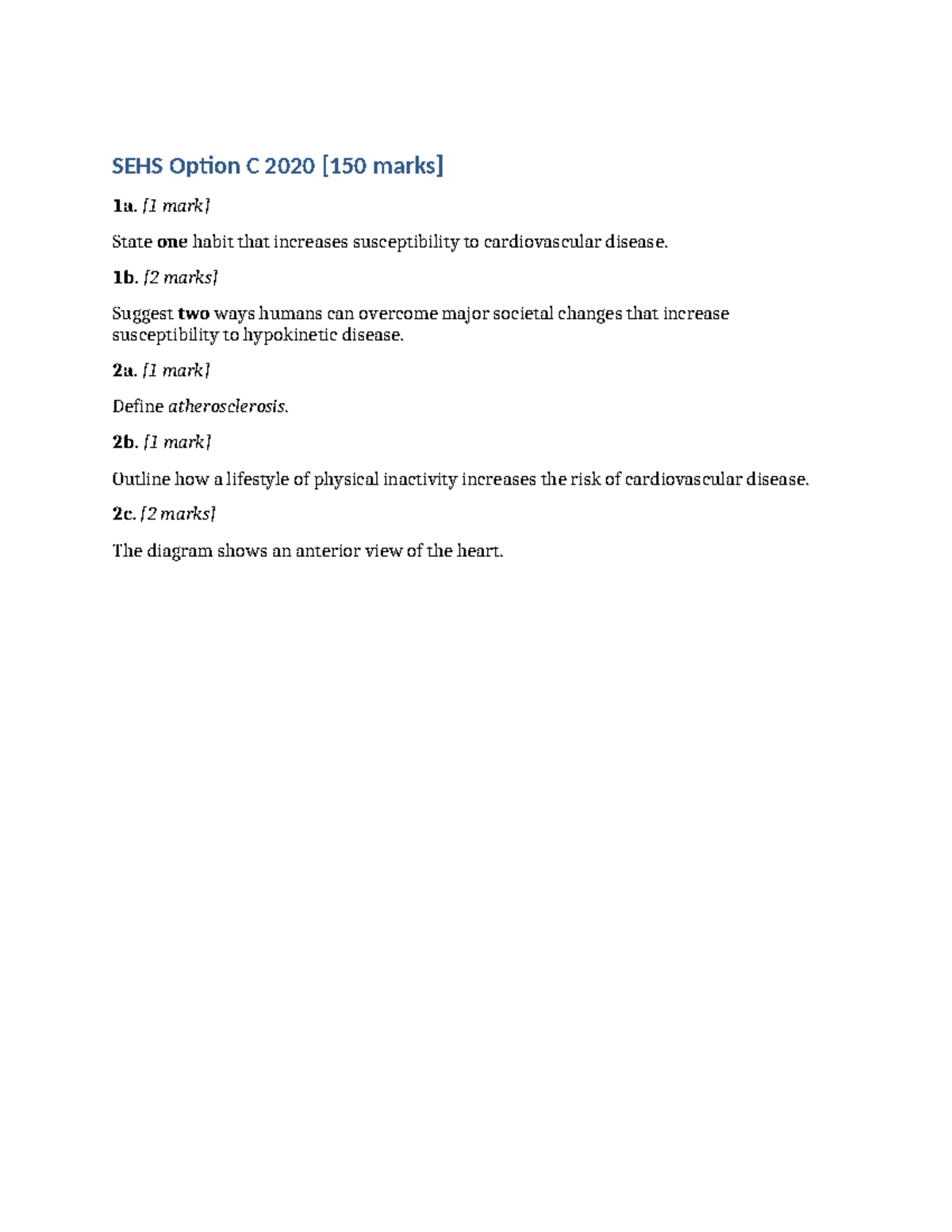 SEHS Option C Paper 3 Study Guide 2020 [150 Marks] - Studocu