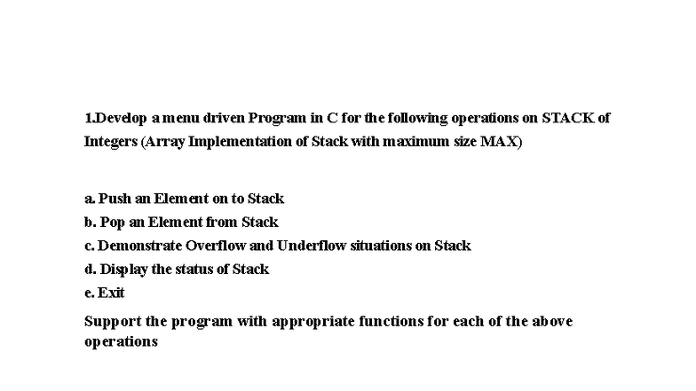 DS LAB PC - Stack, Queue, and Expression Conversion Programs in C - Studocu