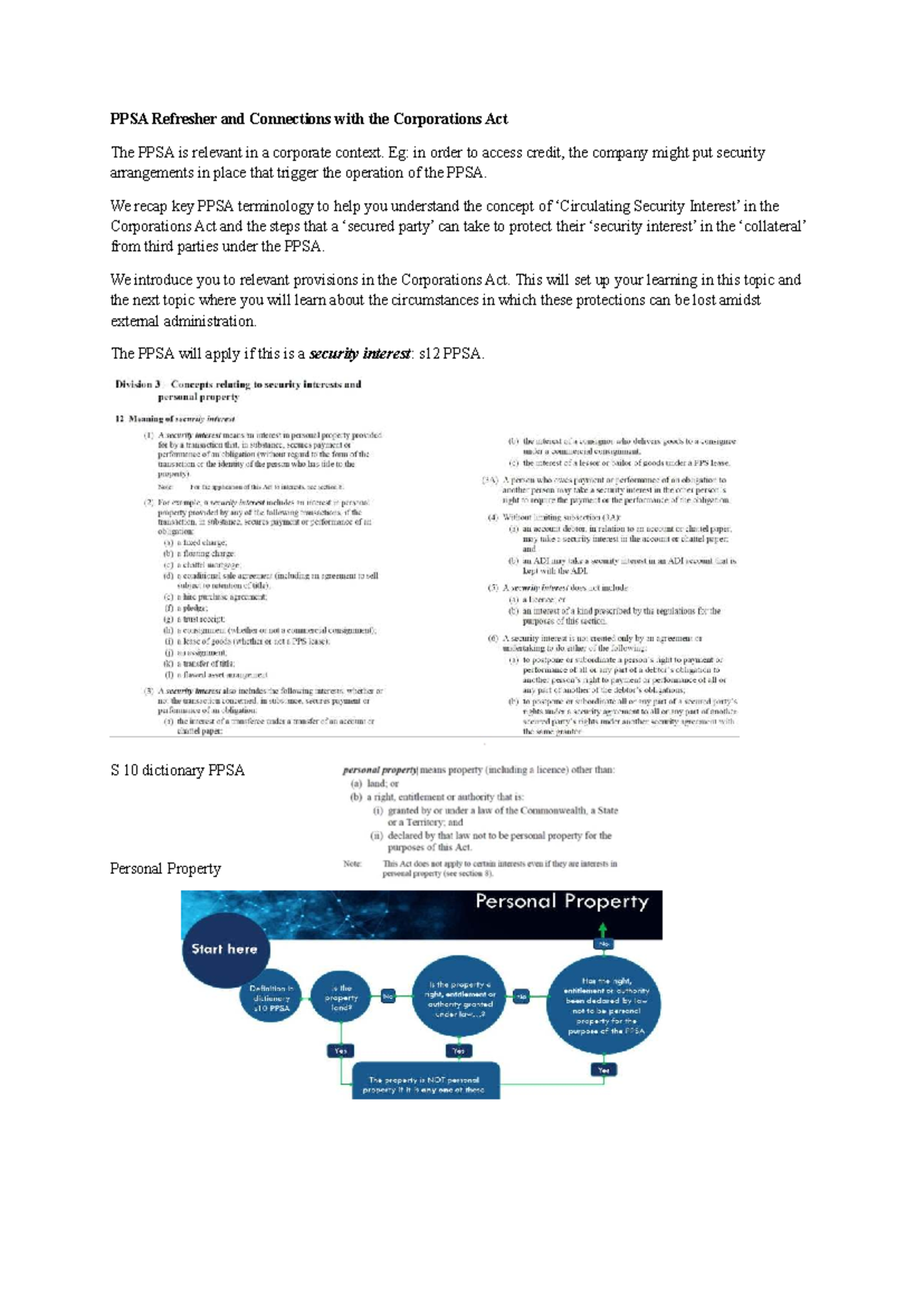 PPSA Overview & Its Links to the Corporations Act: Key Concepts - Studocu