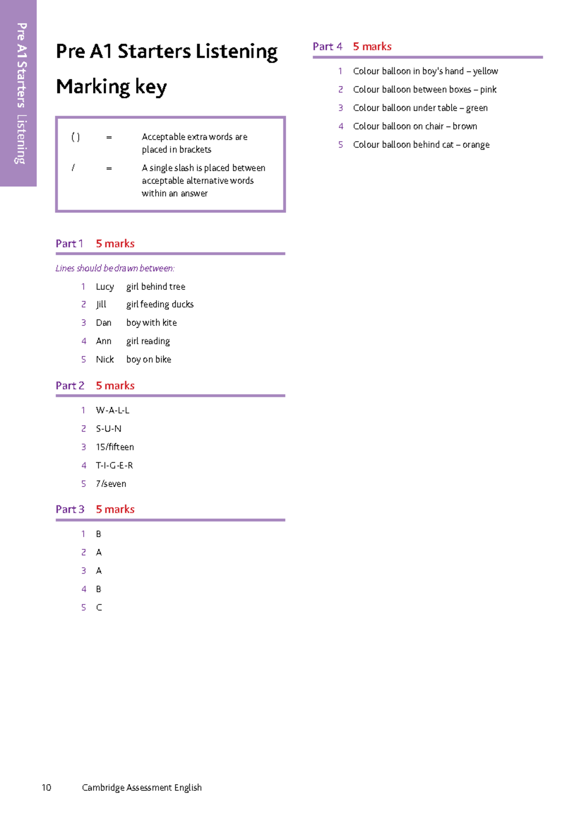 Pre A1 Starters Listening Answer Key & Script - Studocu