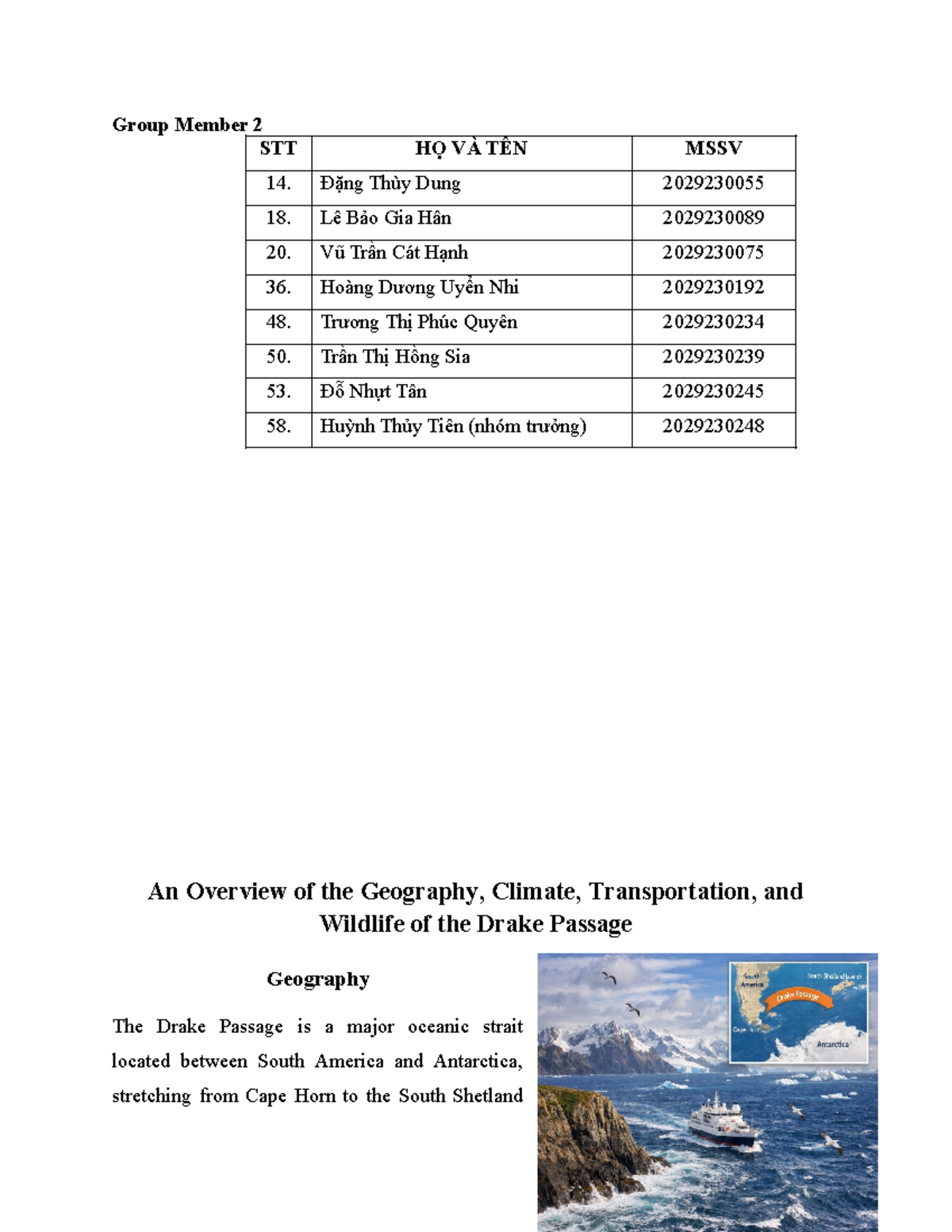 DL Geography and Climate Overview of the Drake Passage - Studocu