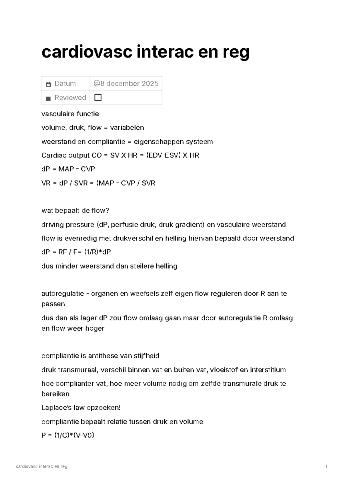 Cardiovasculaire Interactie en Regulatie: Functies en Eigenschappen ...