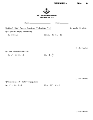 Mathematical Methods - Grade: 10 - Secondary School - Studocu