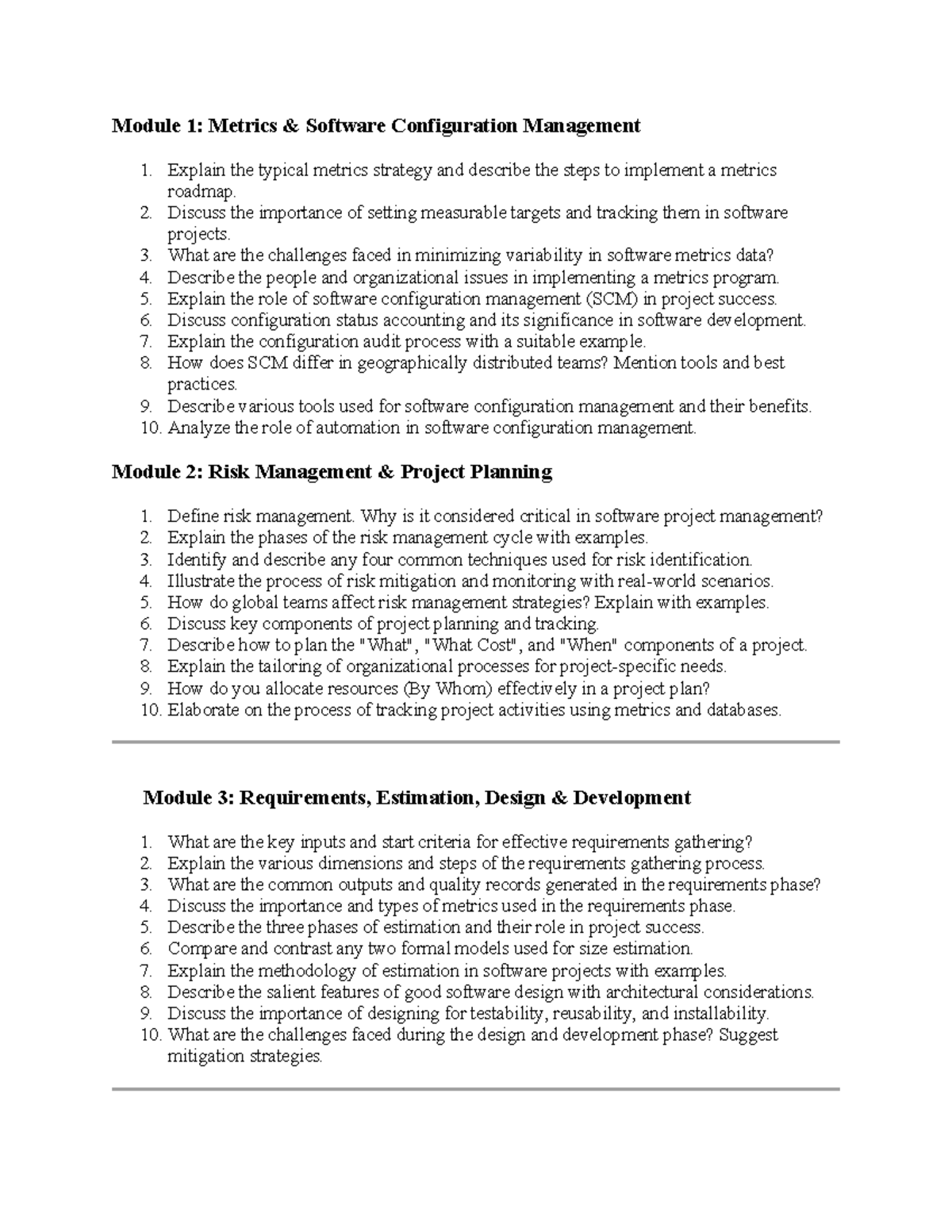 Imp - Software Project Planning and Management [MSCS215C] - Studocu