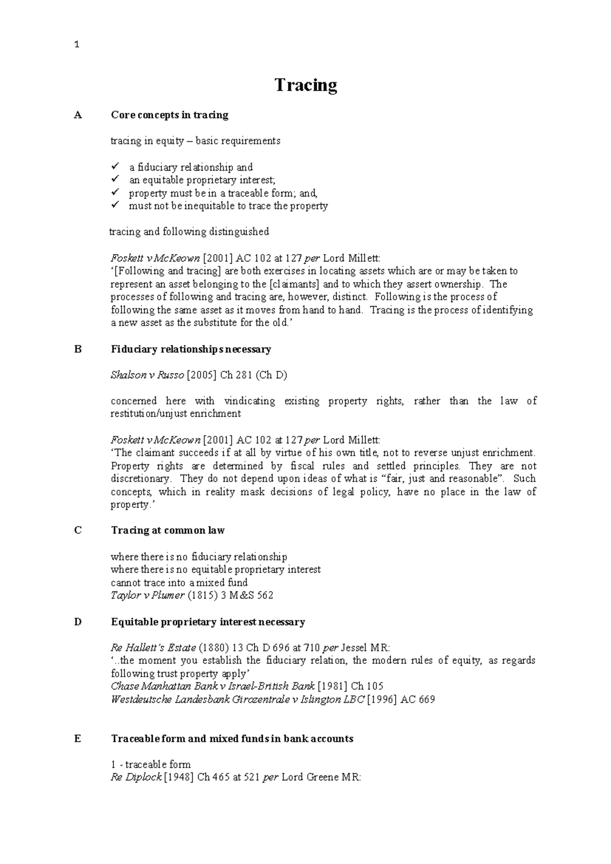Tracing lecture handout - 1 Tracing A Core concepts in tracing tracing ...