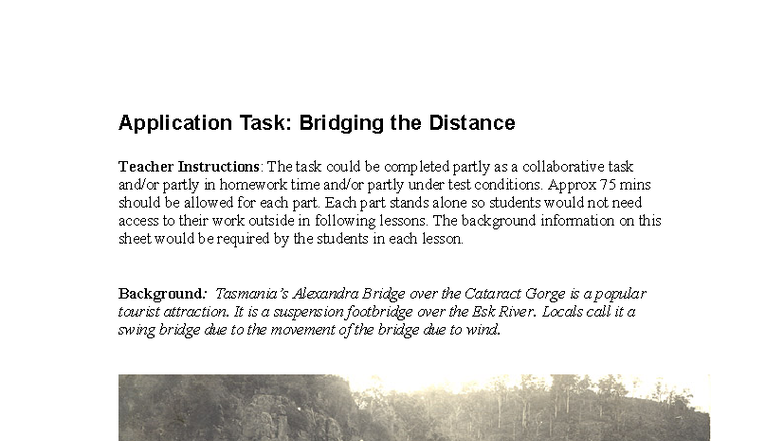 Trial SAC 2: Bridge Task - Application Instructions and Analysis - Studocu