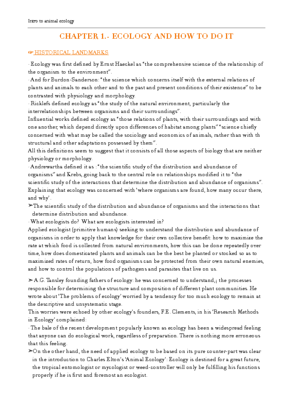 Ecology Overview: Key Concepts from Chapters 1-4 (Course Code: CHAP1-4 ...