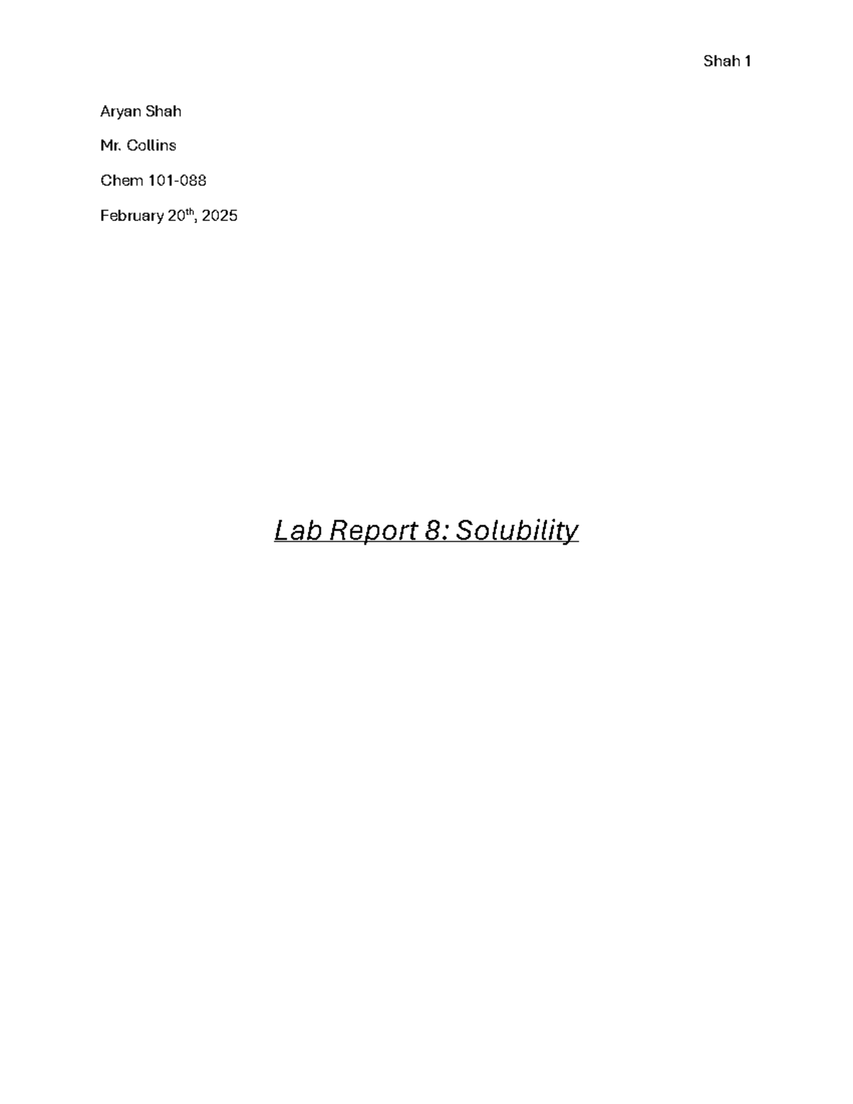 Chem 101 Lab Report 8: Solubility Product Constant of Ca(OH)₂ - Studocu