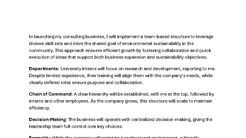 Business Environment Task 1: Structuring for Sustainable Growth - Studocu