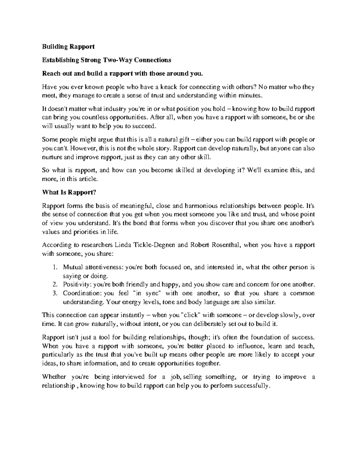 Building Rapport: Essential Strategies for Effective Communication ...