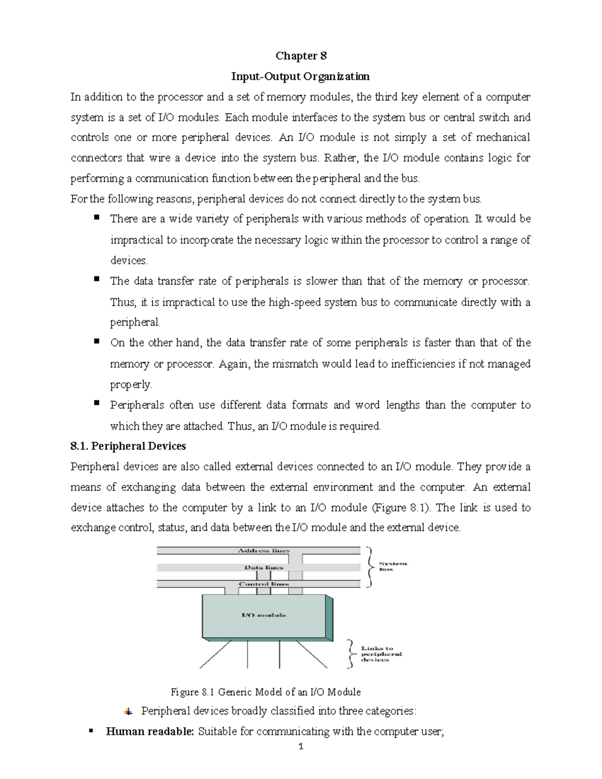CS COA Chapter 8 - Organization and Peripheral Devices - Studocu