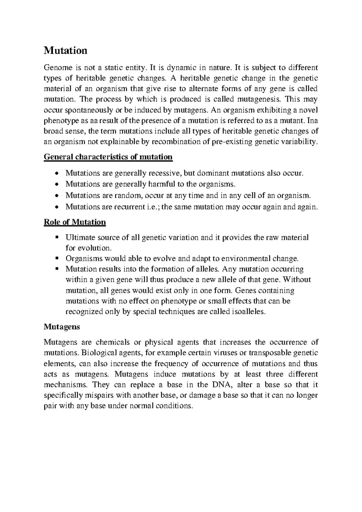 Unit 4 - Comprehensive Notes on Genetic Mutations and Their Effects ...