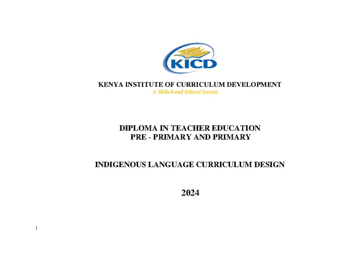 DTE-PP&P Indigenous Language Curriculum Design Overview 2024 - Studocu