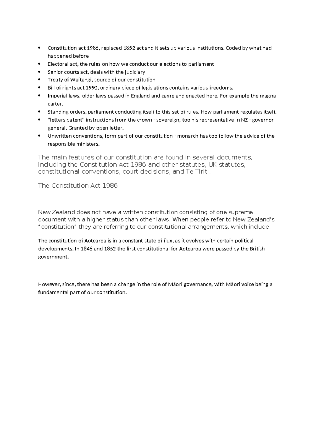 Draft Notes for Laws121 Assignment: Understanding NZ's Constitution ...