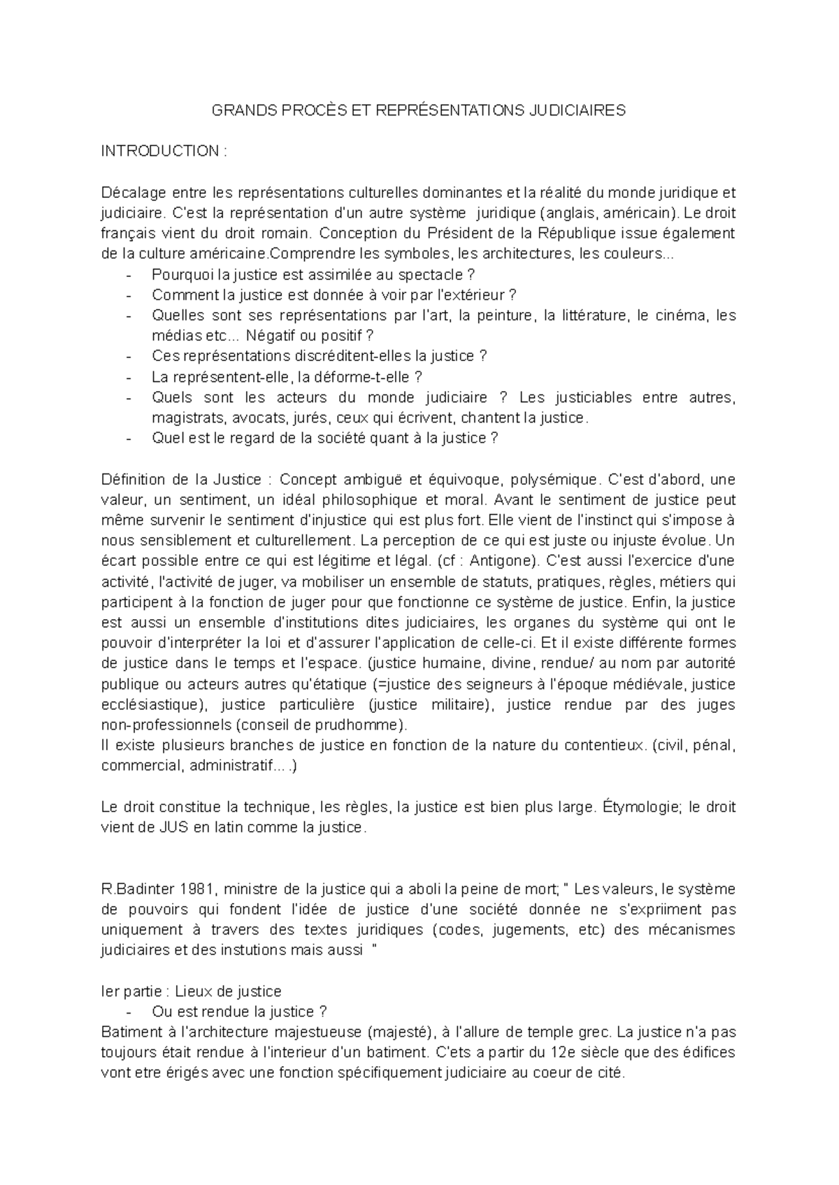 Grands Procès ET Représentations Judiciaires - GRANDS PROCÈS ET ...