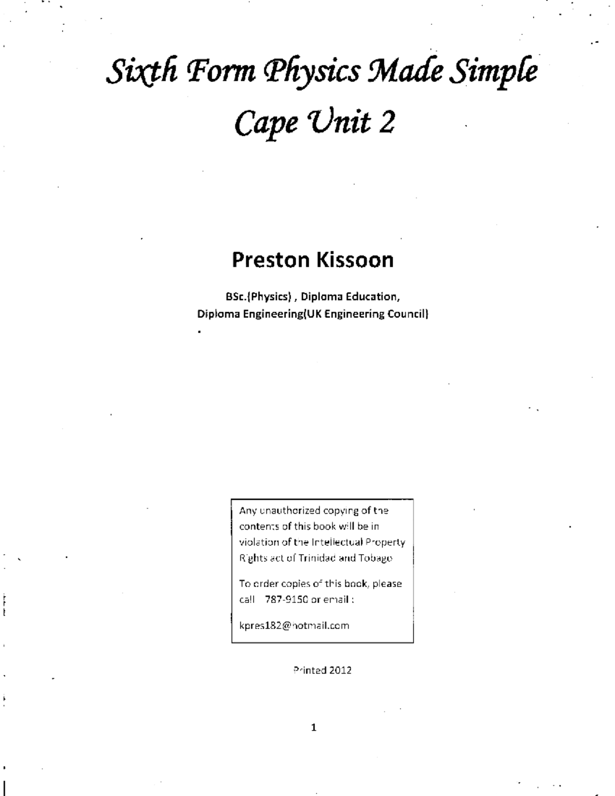 Physics Practice for CAPE Unit 2 - Paper 1 Study Guide - Studocu