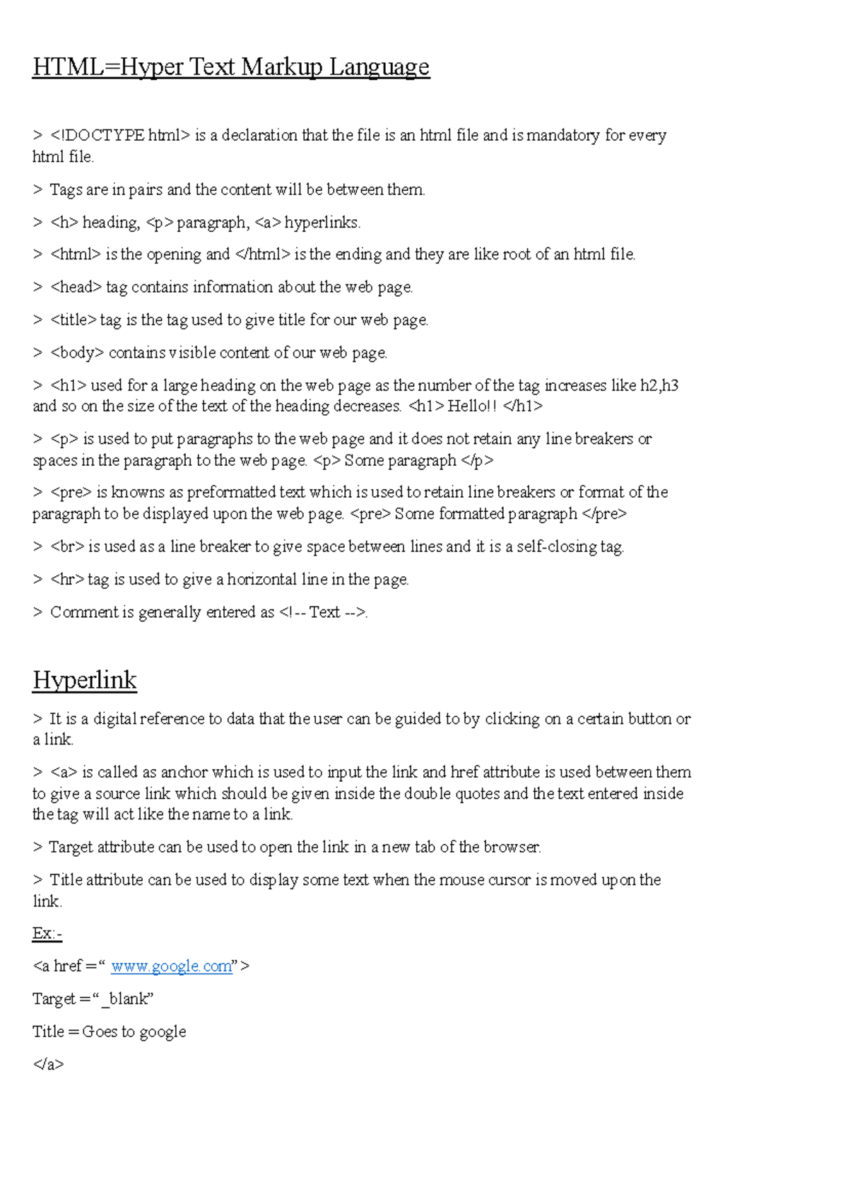 HTML & CSS Scrap Notes: Key Concepts & Tags Overview - Studocu
