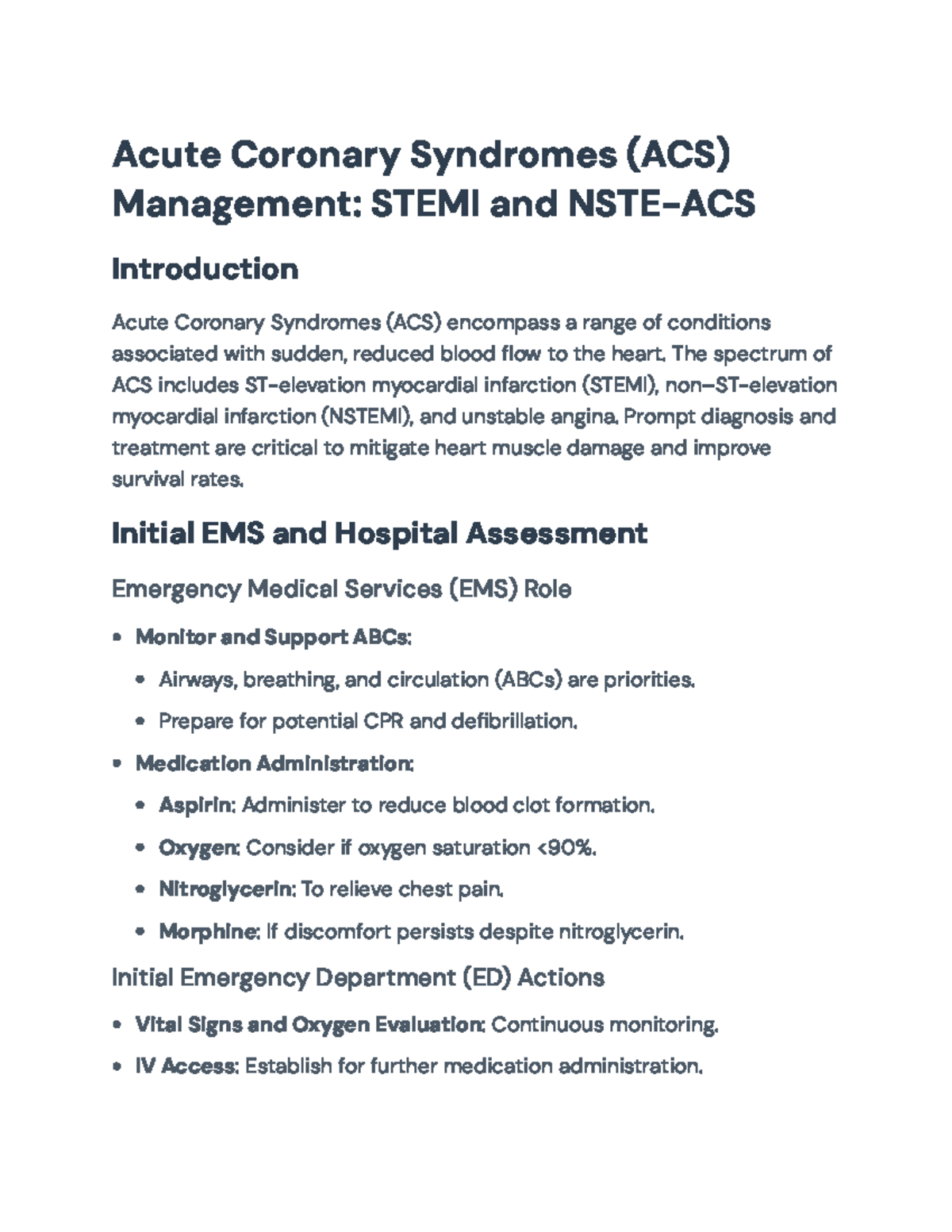 Acute Coronary Syndromes Management: STEMI and NSTE-ACS Overview ...
