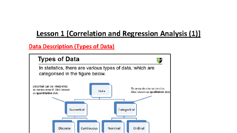 E214 MSA Final Notes: Regression Analysis & Data Description - Studocu