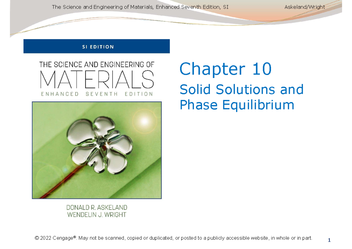 Chapter 10: Solid Solutions and Phase Equilibrium - Studocu