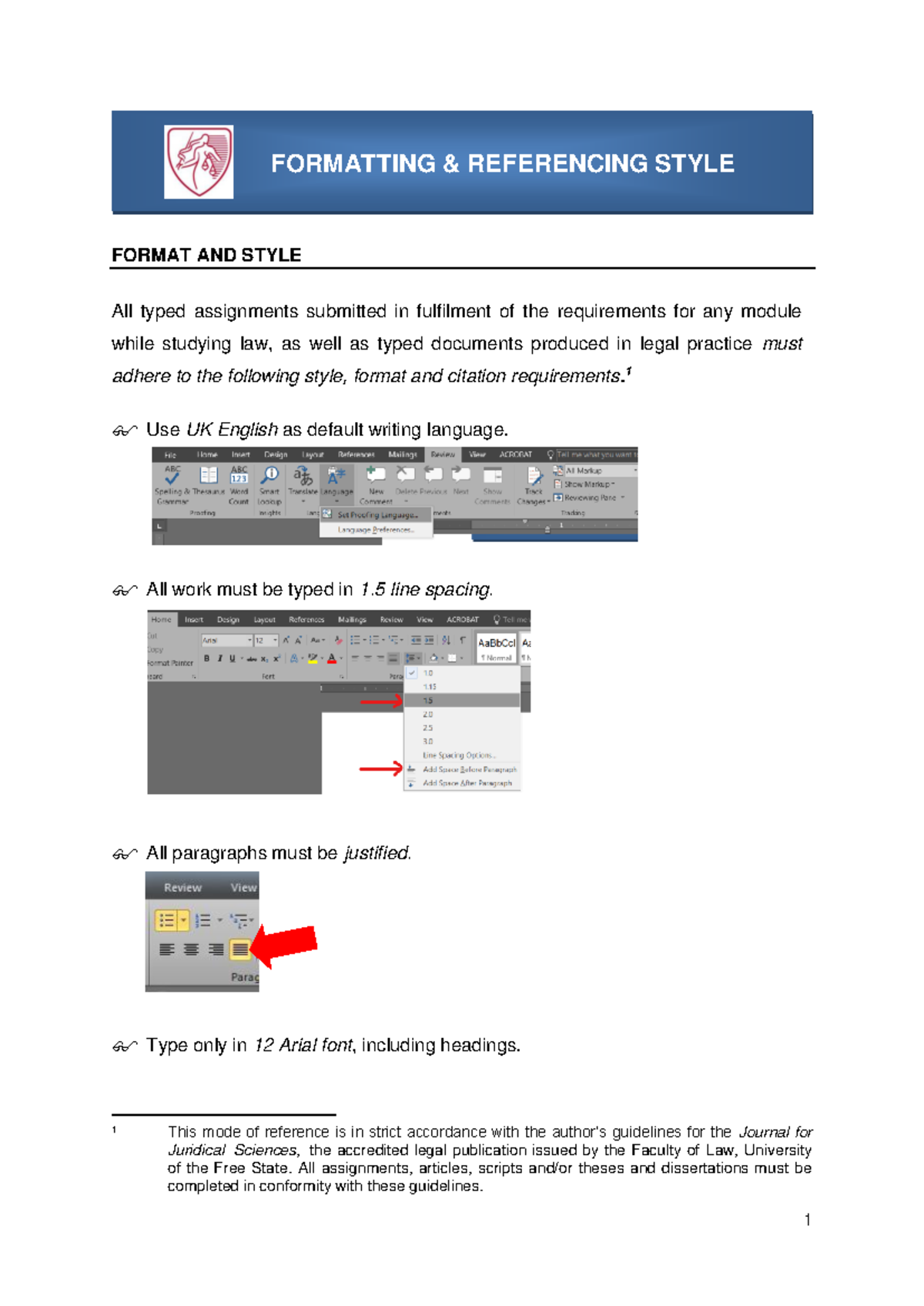 JJS Formatting & Referencing Guidelines for Legal Assignments 2023 ...