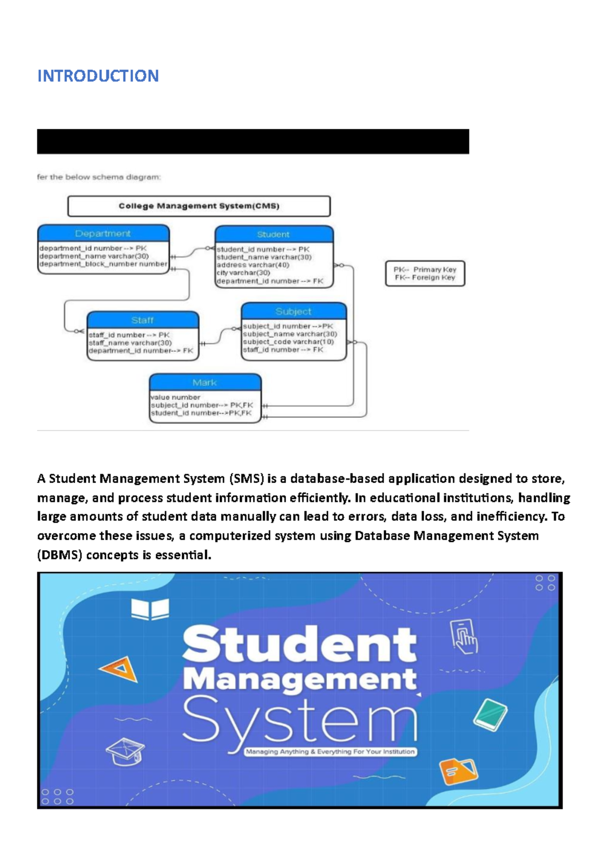 DBMS PRO: Student Management System Project Report - Studocu