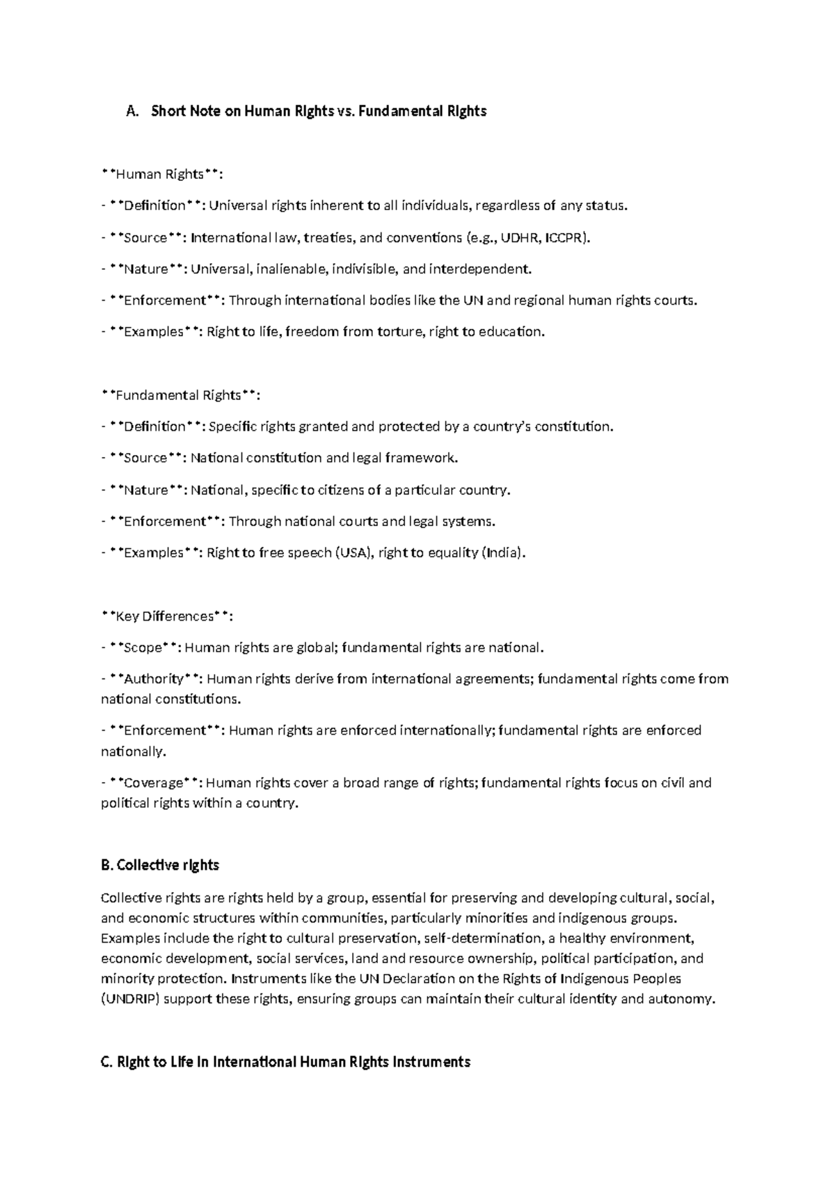 Human Rights Overview: Definitions, Sources, and Enforcement - Studocu