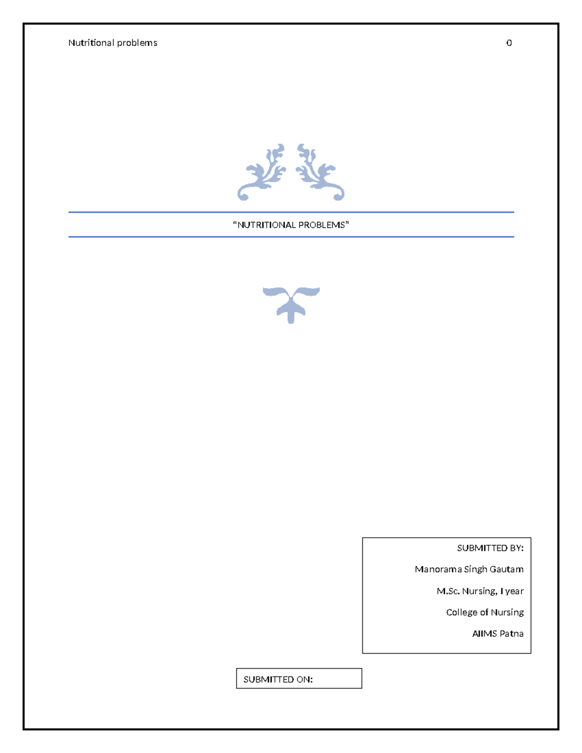 Nutritional Problems in India: Analysis and Interventions (M.Nursing ...