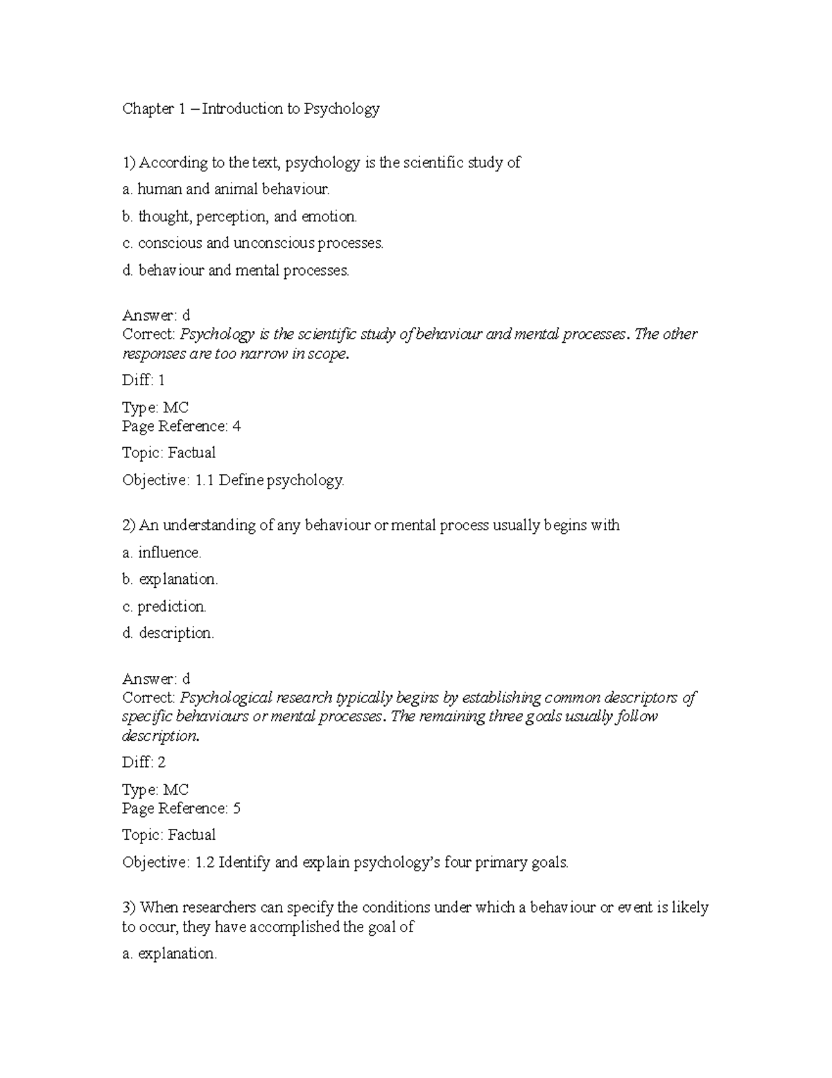 Ch1 - TB Chapter1 - Chapter 1 – Introduction to Psychology According to ...